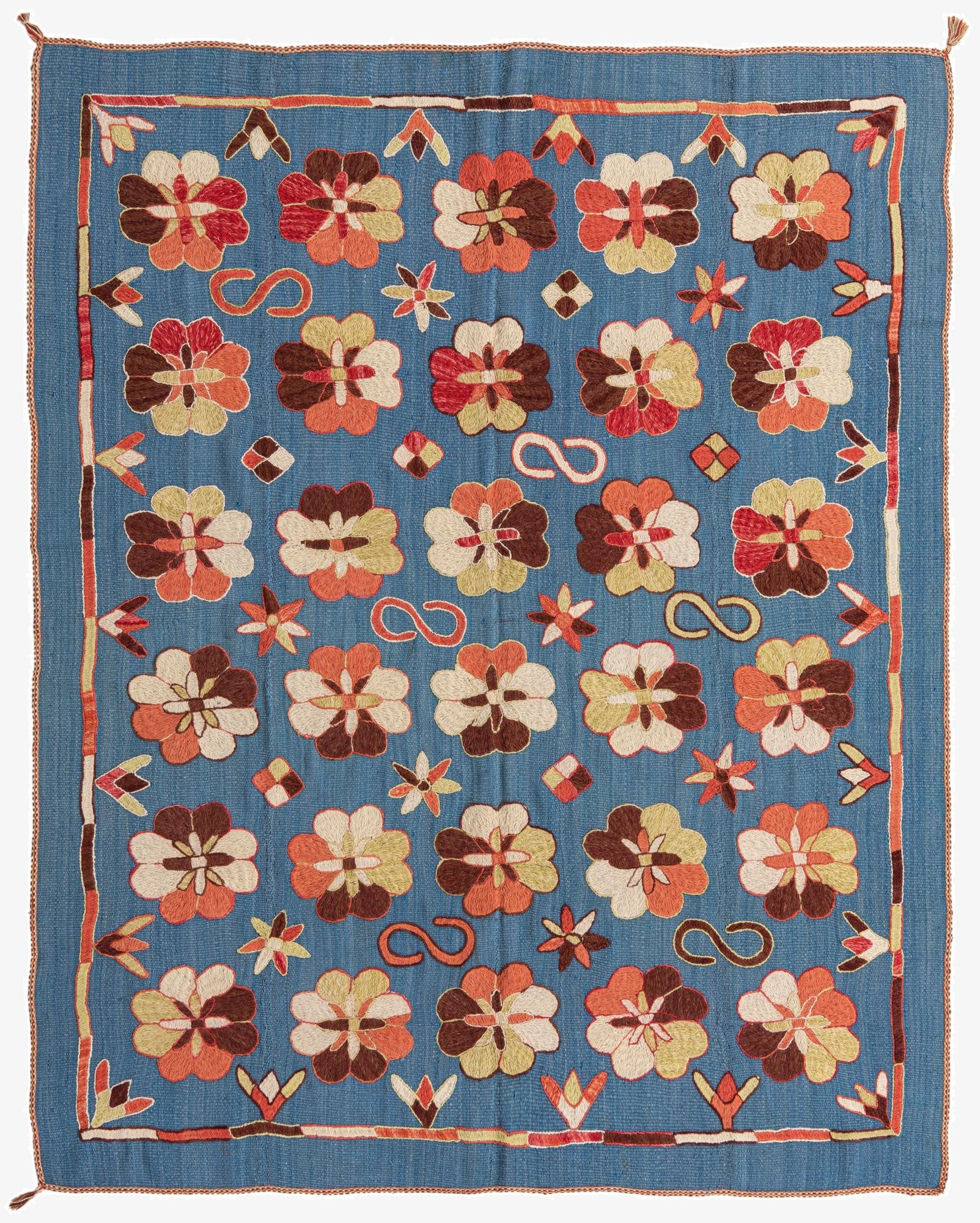  5' 8 x 7' 1  Hand Woven Kilim Suzani Wool Rug