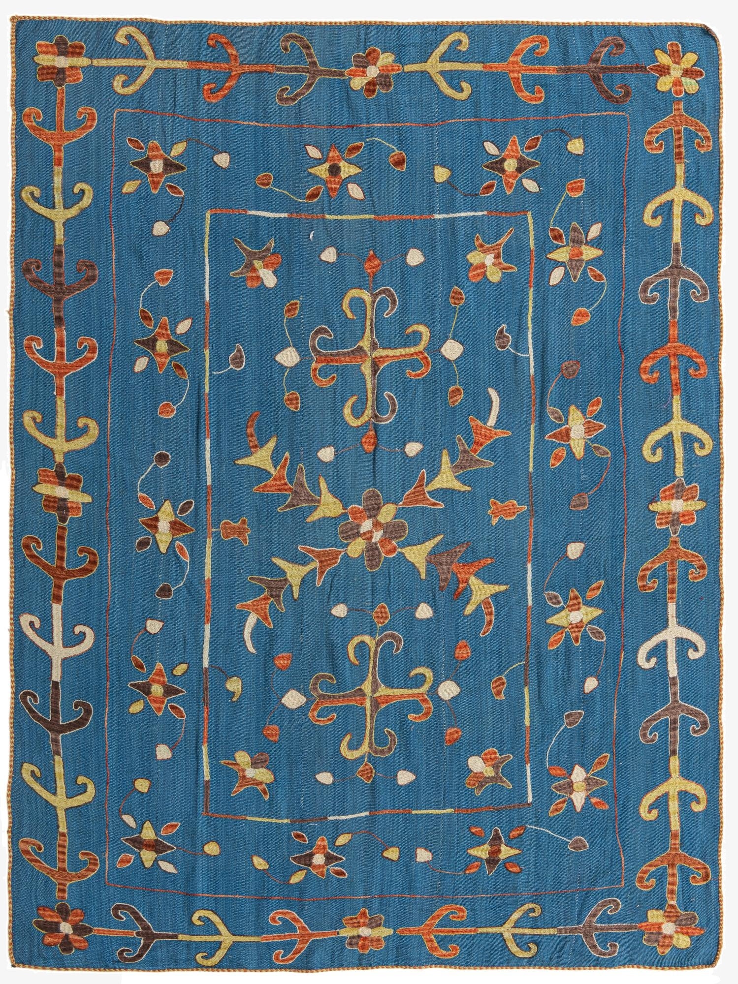  5' 10 x 7' 7  Hand Woven Kilim Suzani Wool Rug