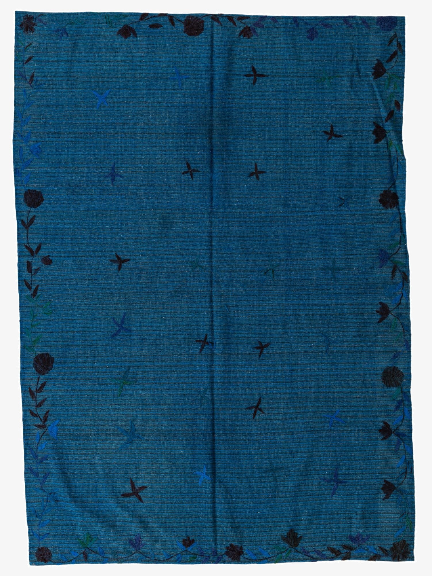  5' 6 x 7' 9  Hand Woven Kilim Suzani Wool Rug