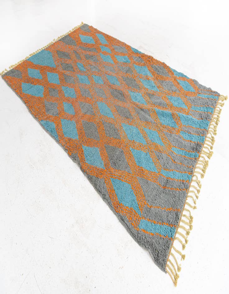 Detail image of  6' 8 x 9' 9  Hand Knotted Moroccan Wool Rug