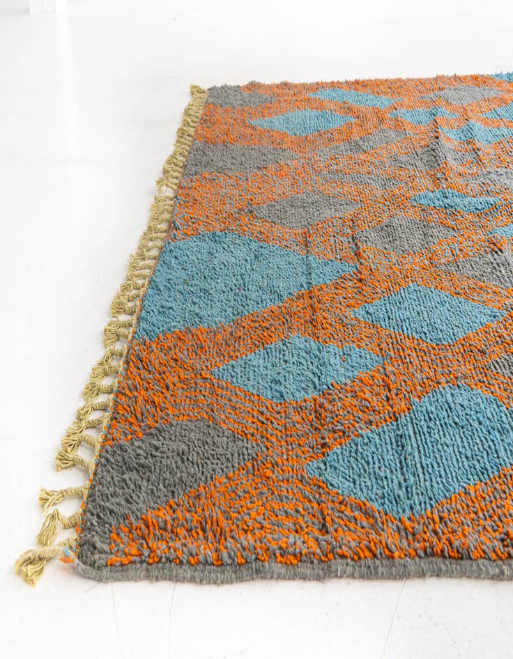 Detail image of  6' 8 x 9' 9  Hand Knotted Moroccan Wool Rug