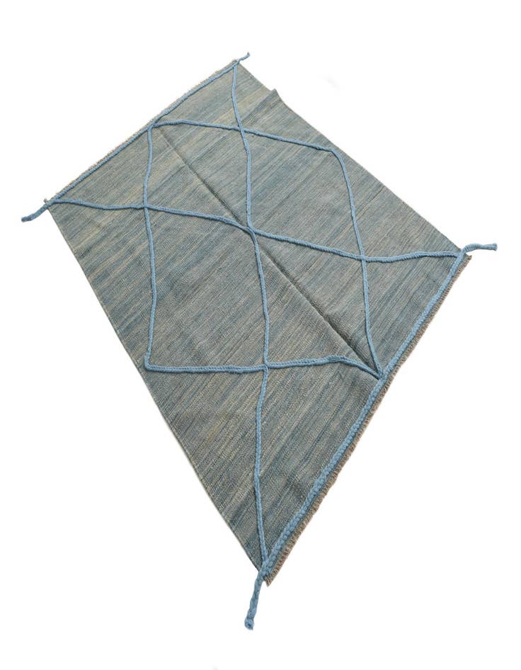 Detail image of  4' 6 x 6'  Hand Knotted Moroccan Wool Rug