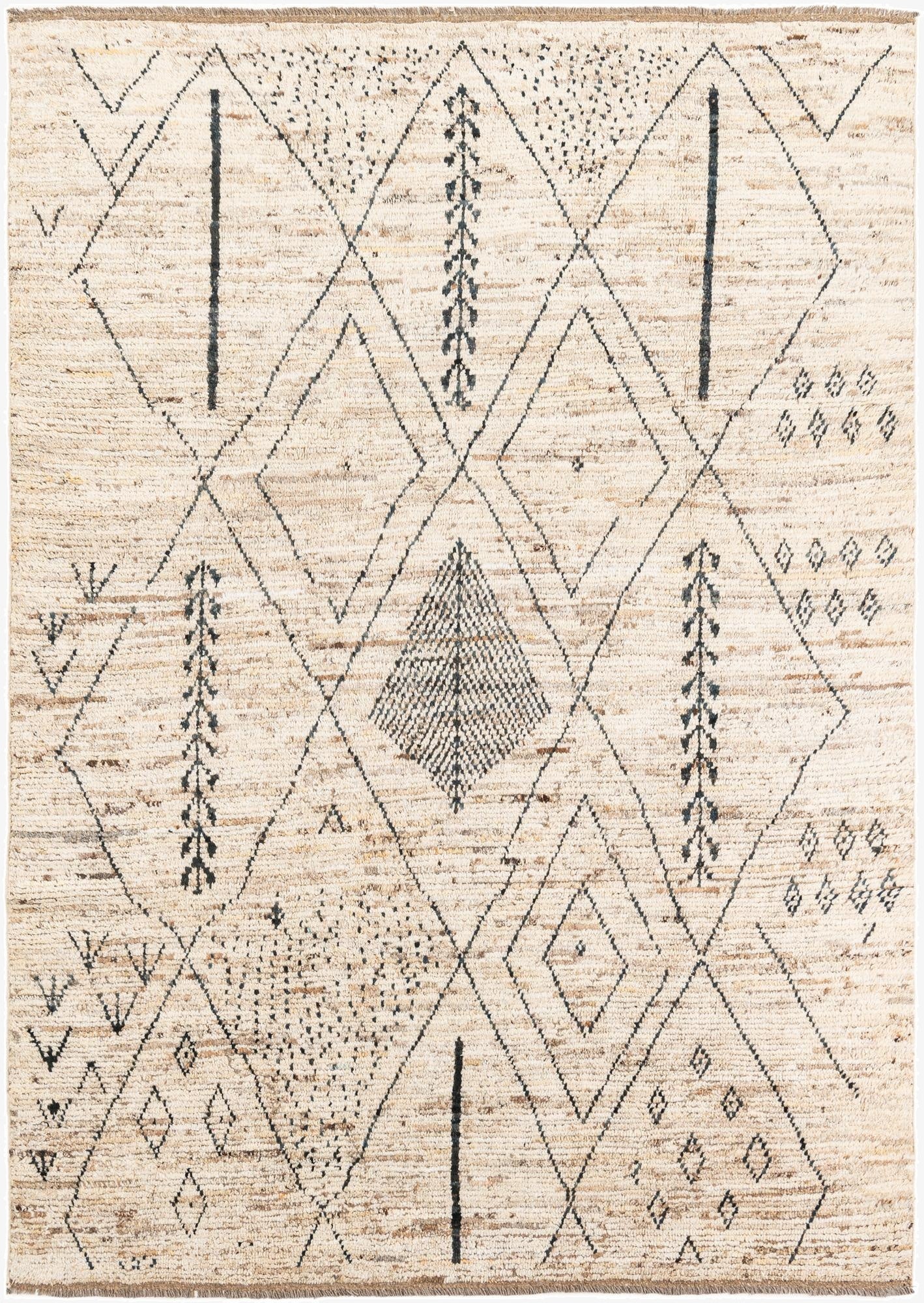  6' 7 x 9' 6  Hand Knotted Moroccan Wool Rug