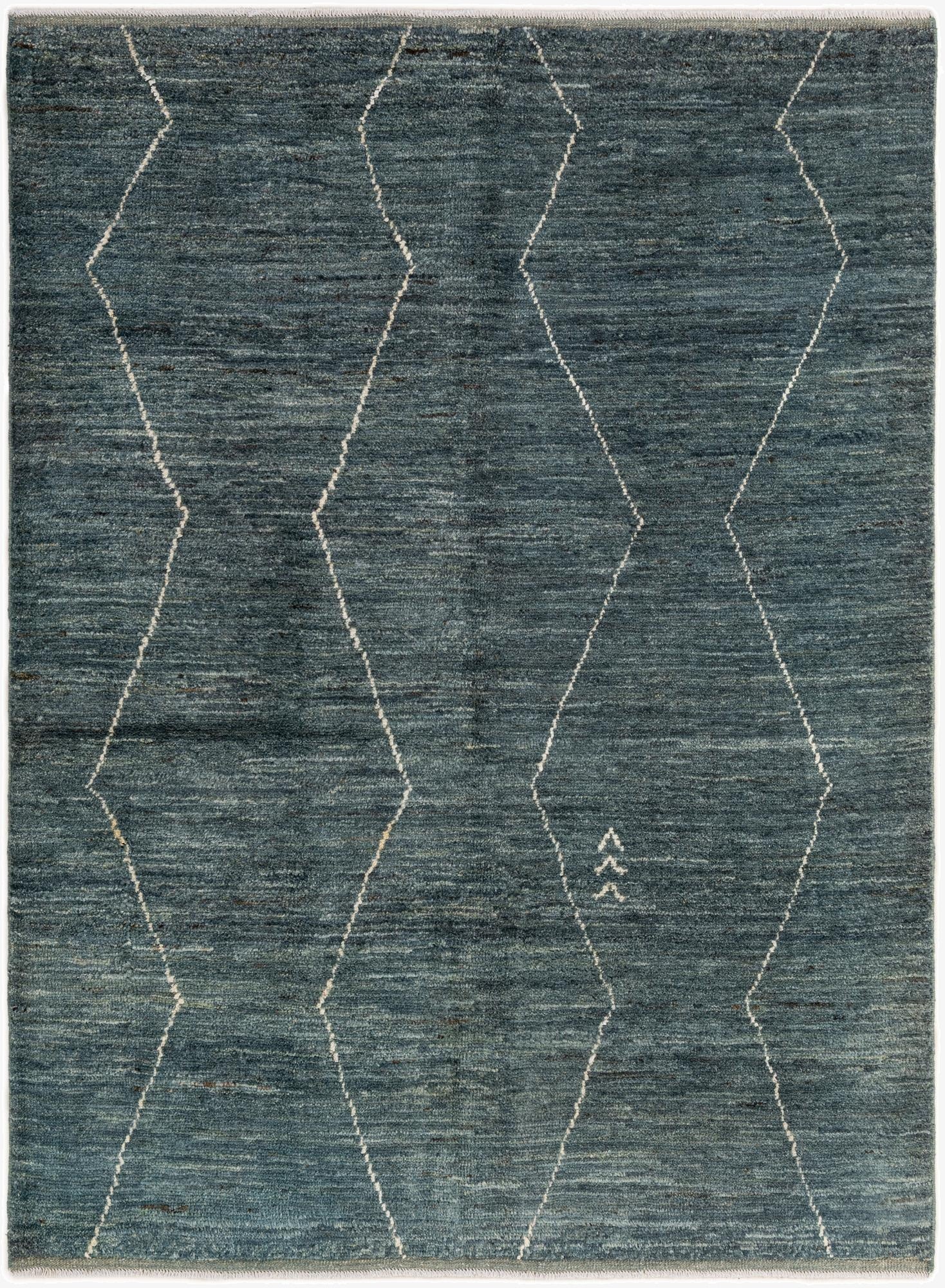  4' 5 x 6' 7  Hand Knotted Moroccan Wool Rug