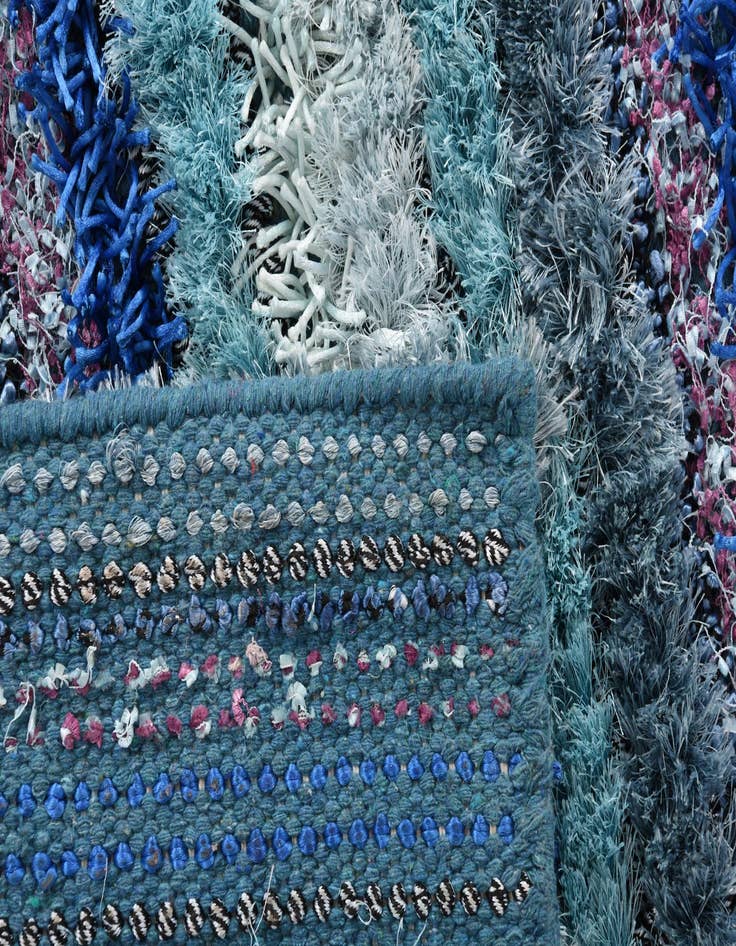 Detail image of 5' 2 x 6' 9 Hand Knotted Multi-Tone Shag Rug
