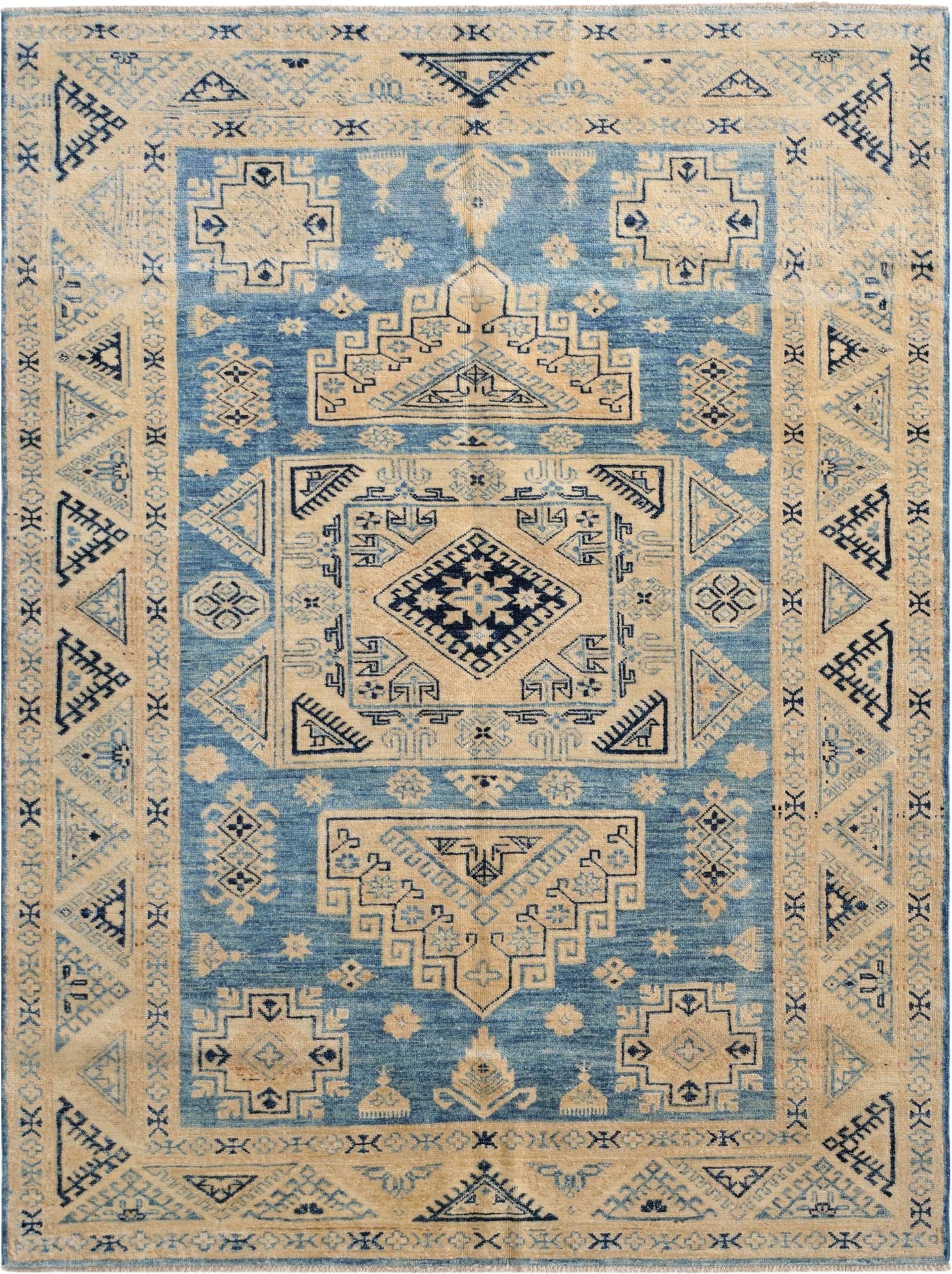  4' 10 x 6' 5  Hand Knotted Oushak Wool Rug