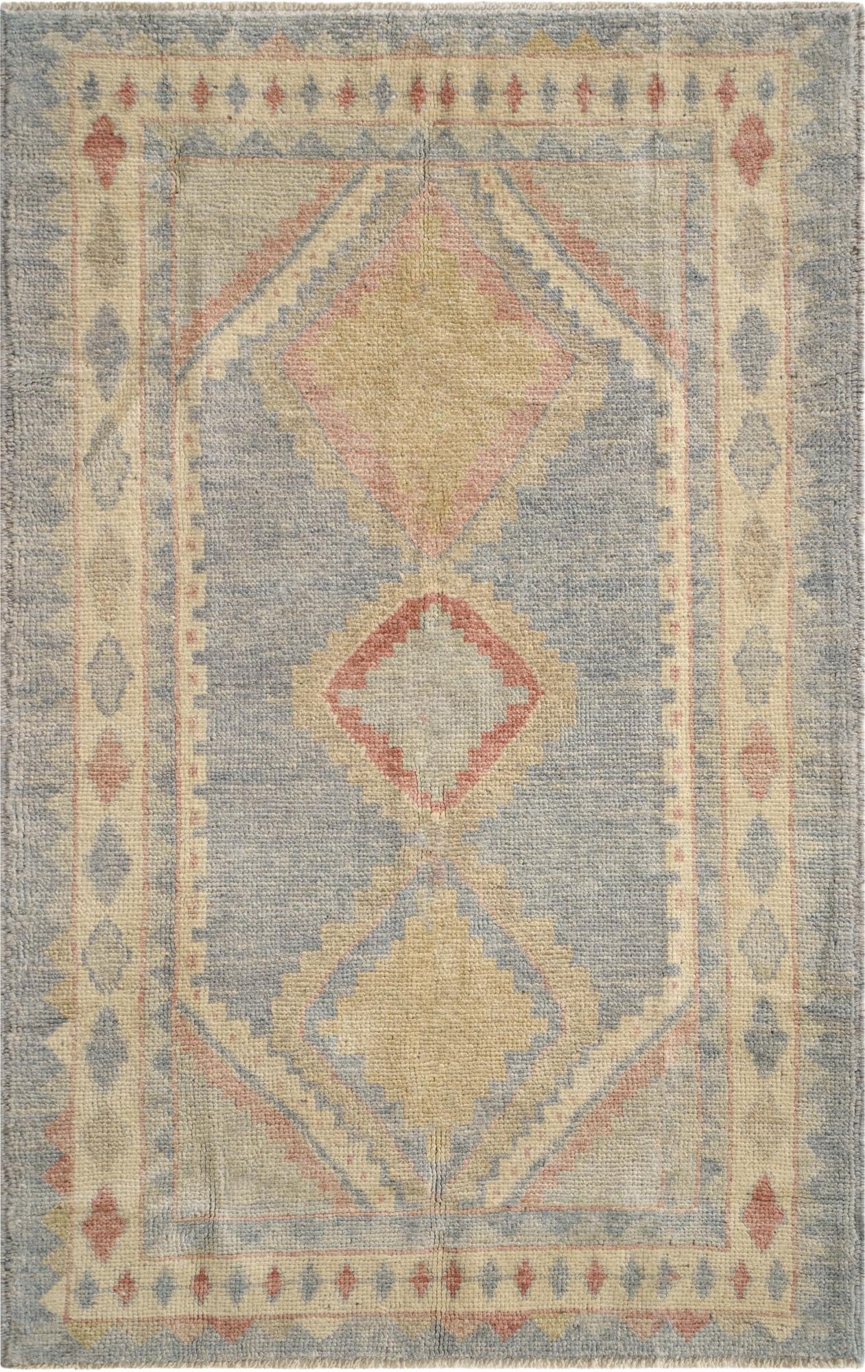  3' 2 x 5'  Hand Knotted Oushak Wool Rug