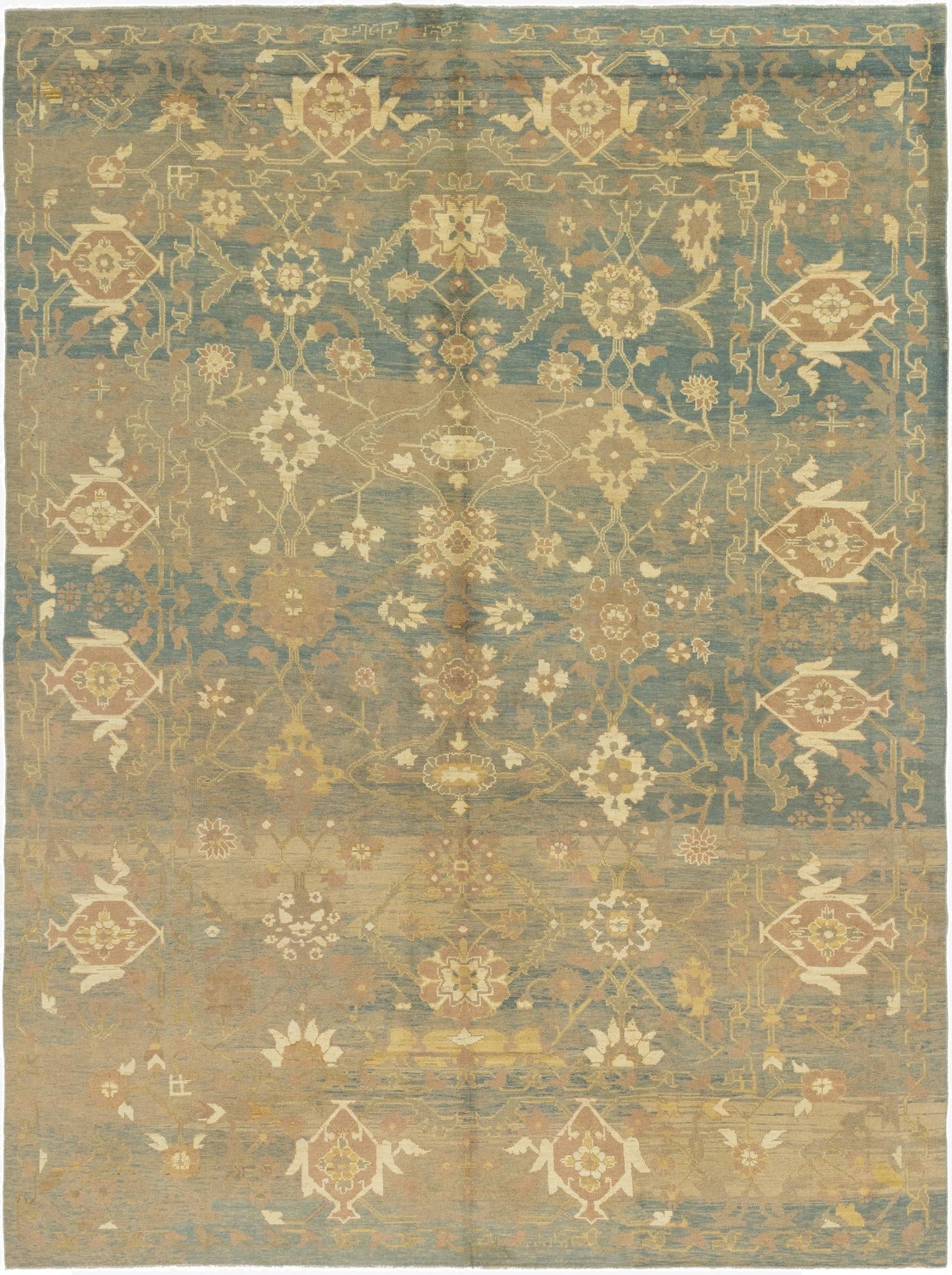  11' 9 x 15' 9  Hand Knotted Oushak Wool Rug
