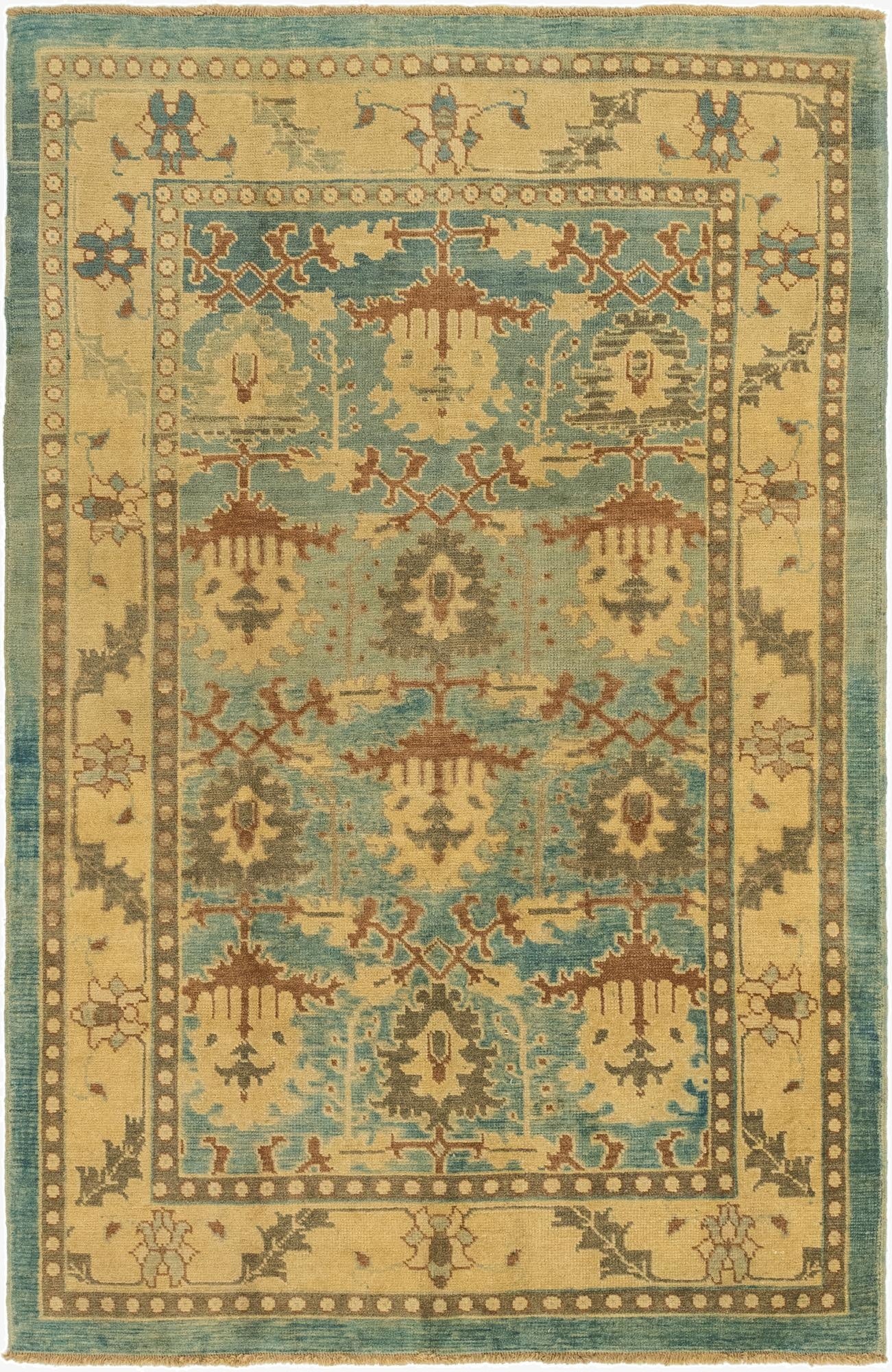  7' x 10' 7  Hand Knotted Oushak Wool Rug
