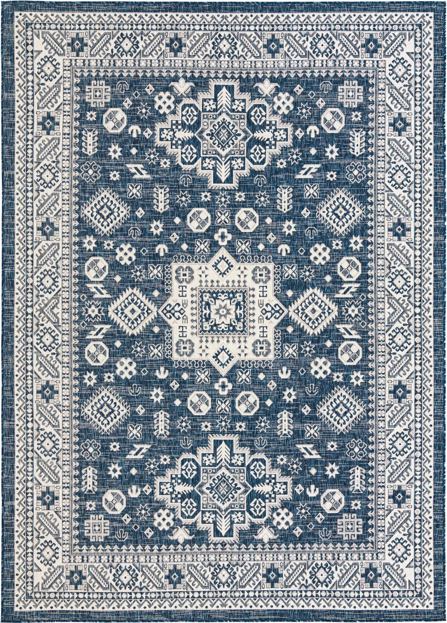  7' 10 x 11'  Washable Aztec Indoor / Outdoor Rug