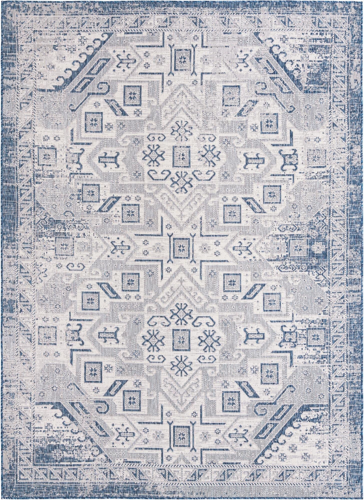  7' 10 x 11'  Washable Aztec Indoor / Outdoor Rug
