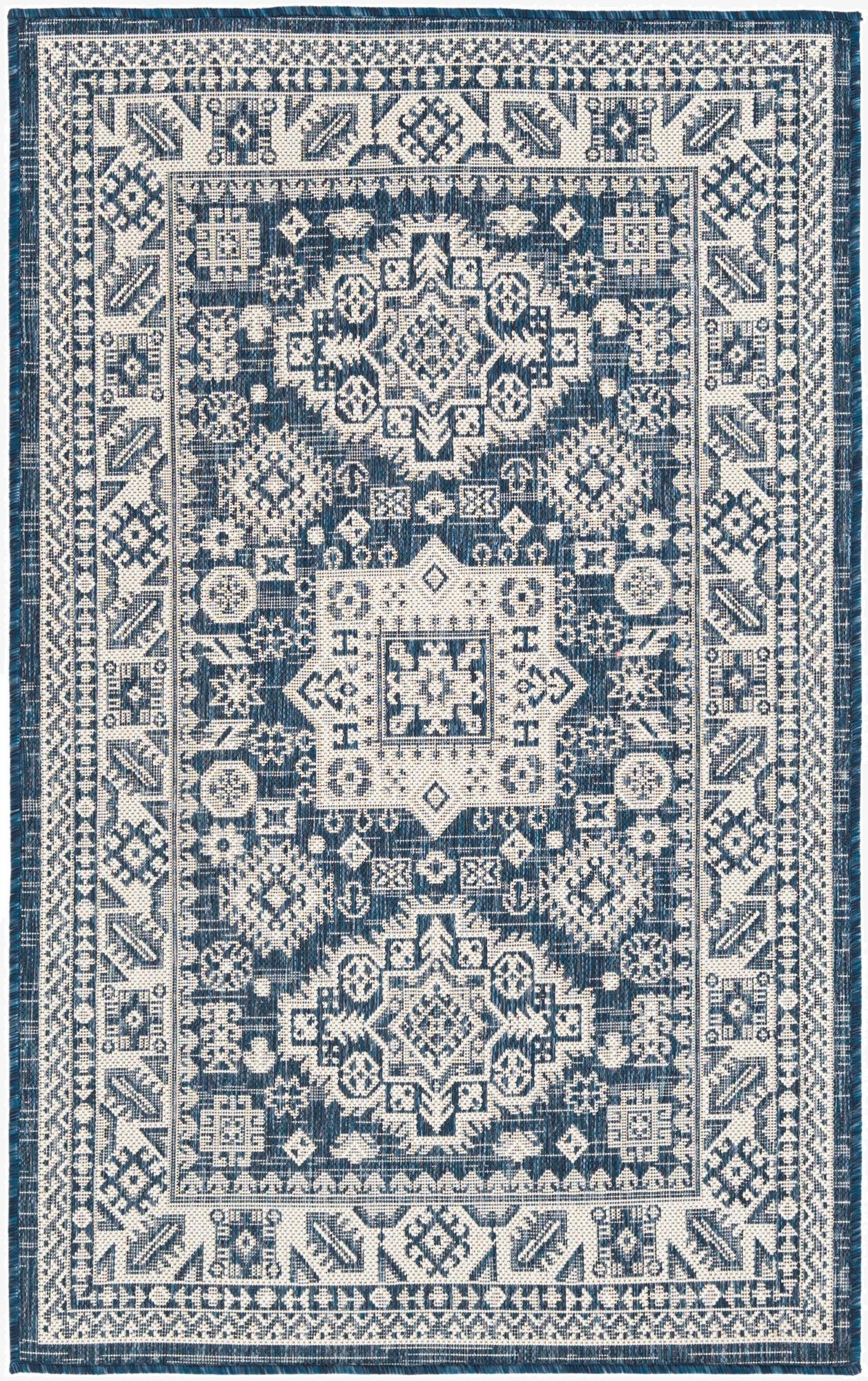  3' x 5' 3  Washable Aztec Indoor / Outdoor Rug