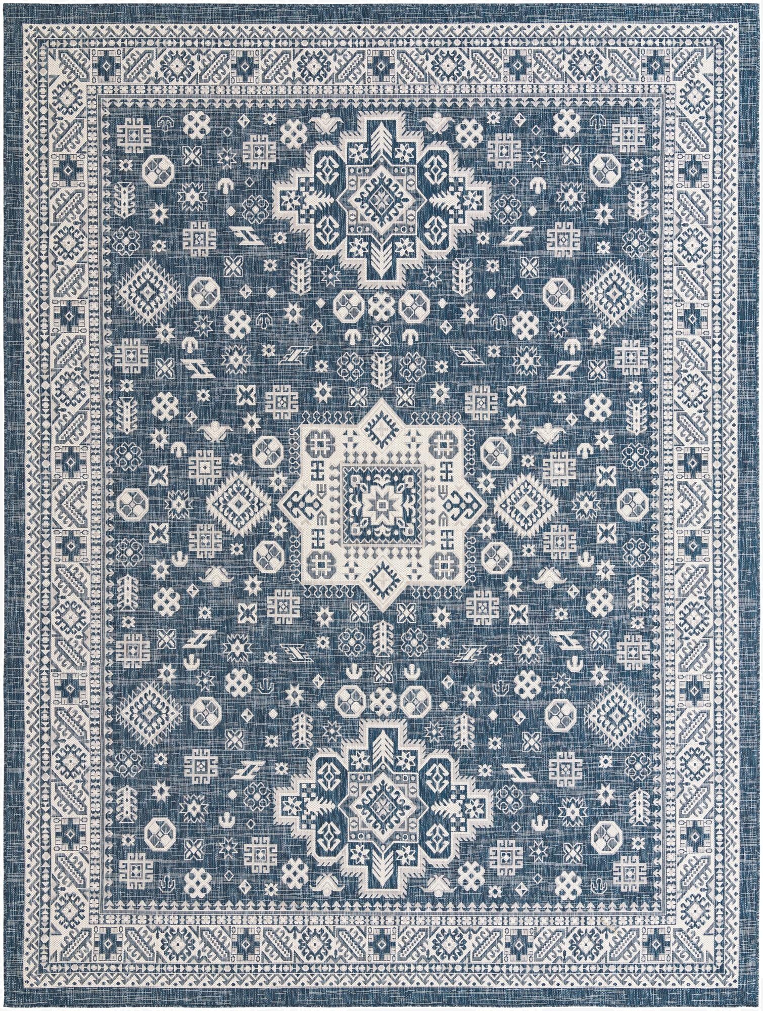  10' x 13'  Washable Aztec Indoor / Outdoor Rug