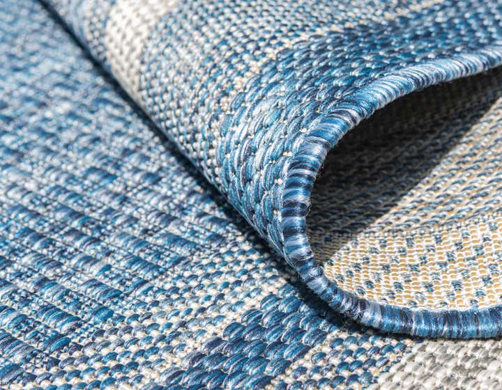 Blue 6' x 9' Border Indoor / Outdoor Rug | Rugs.com