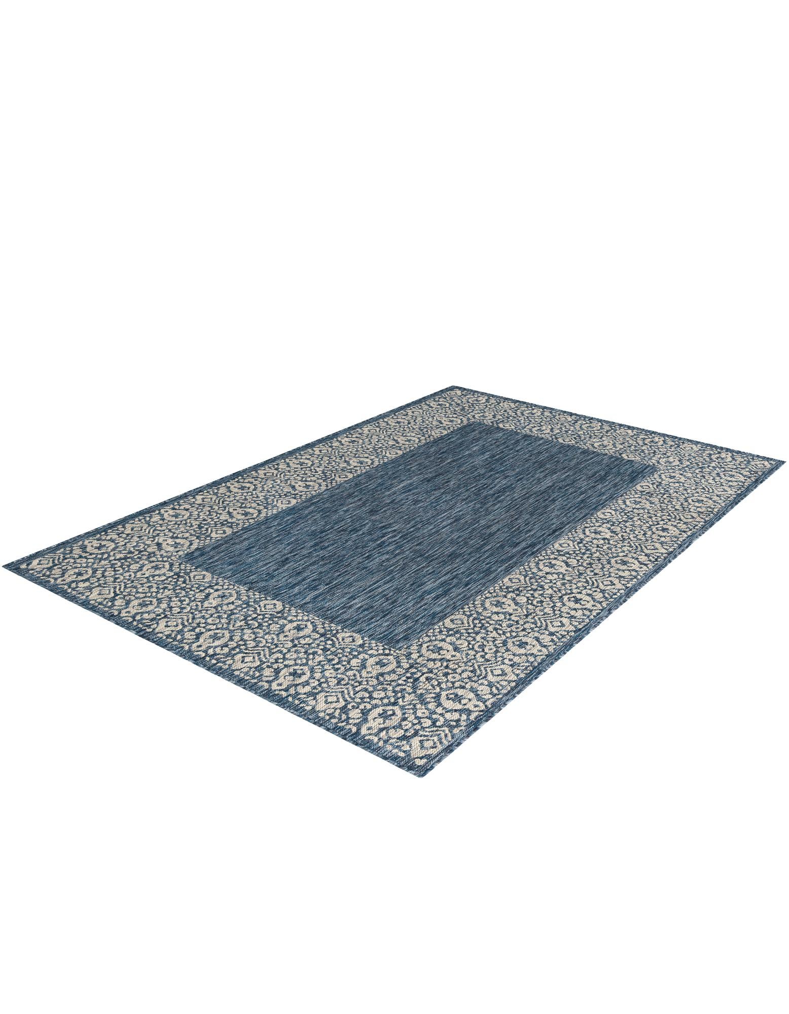 Blue 5' x 8' Border Indoor / Outdoor Rug | Rugs.com
