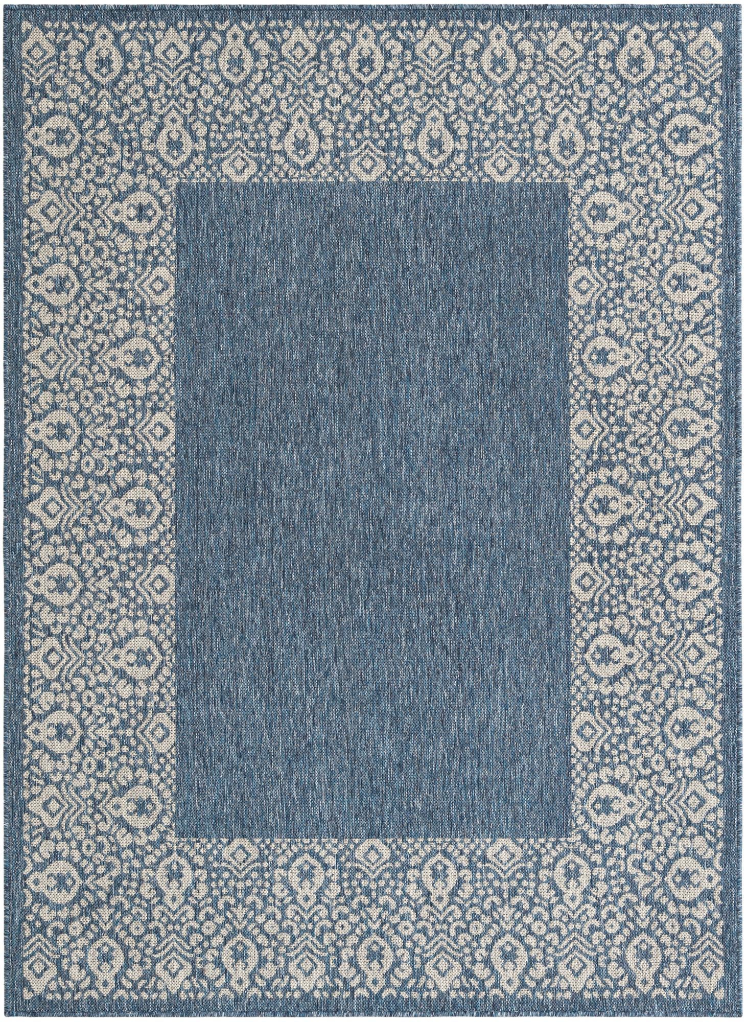 Primary image  5' 3 x 7'  Washable Border Indoor / Outdoor Rug