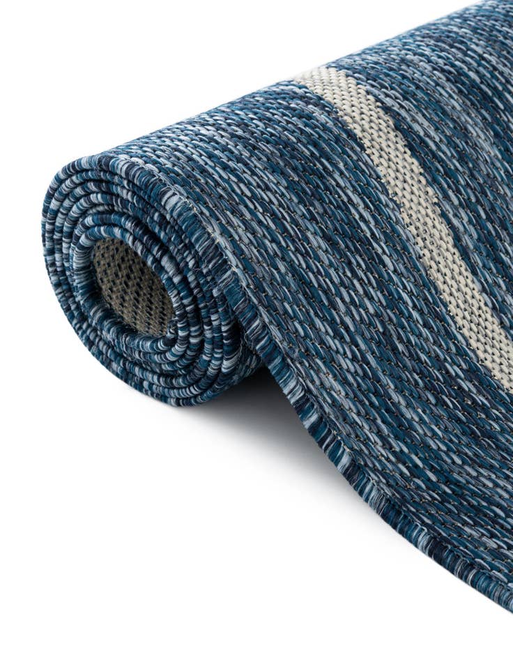 Detail image of  Custom Blue  Washable Botanical Indoor / Outdoor Rug