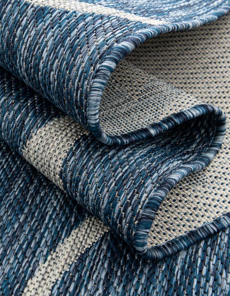 Detail image of  Custom Blue  Washable Botanical Indoor / Outdoor Rug