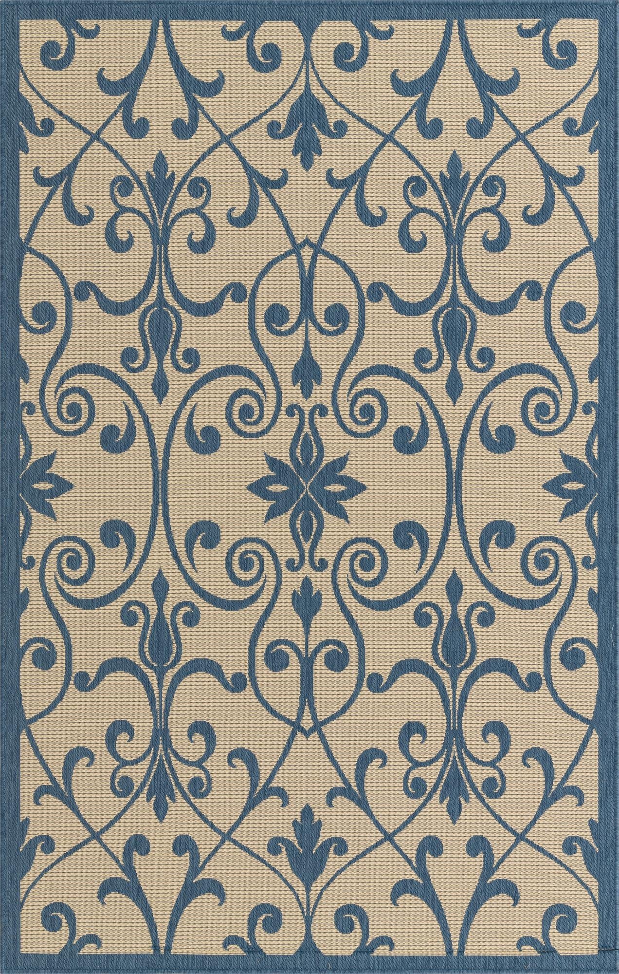  5' 3 x 8'  Washable Botanical Indoor / Outdoor Rug