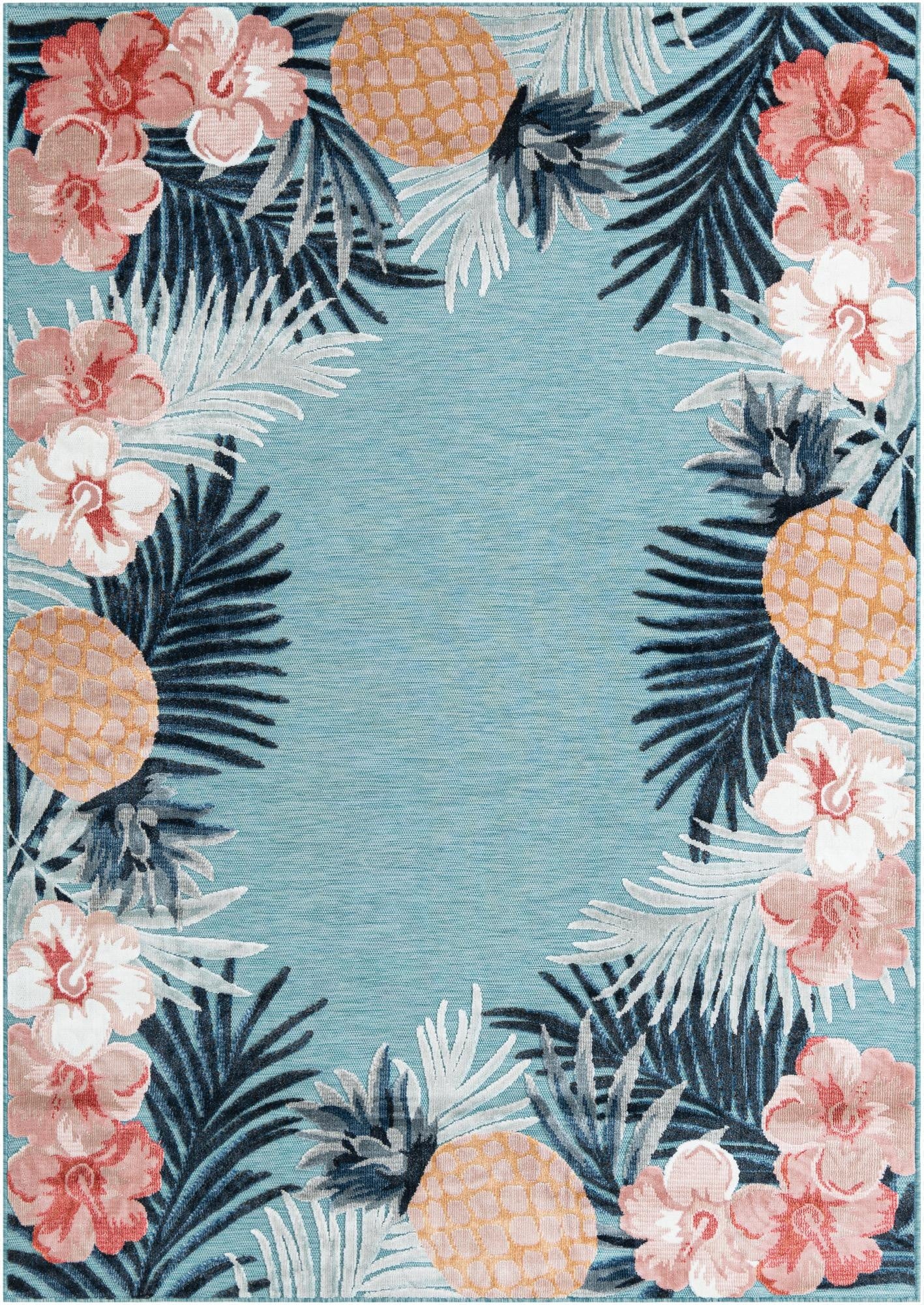  6' 4 x 9'  Washable Botanical Indoor / Outdoor Rug