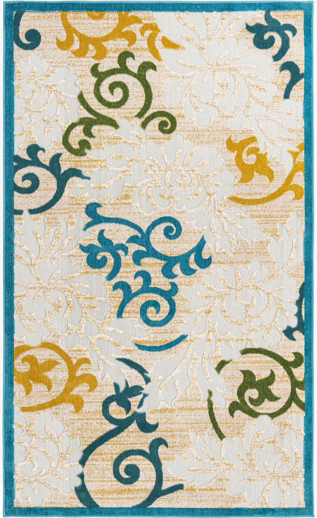  5' x 8'  Washable Botanical Indoor / Outdoor Rug