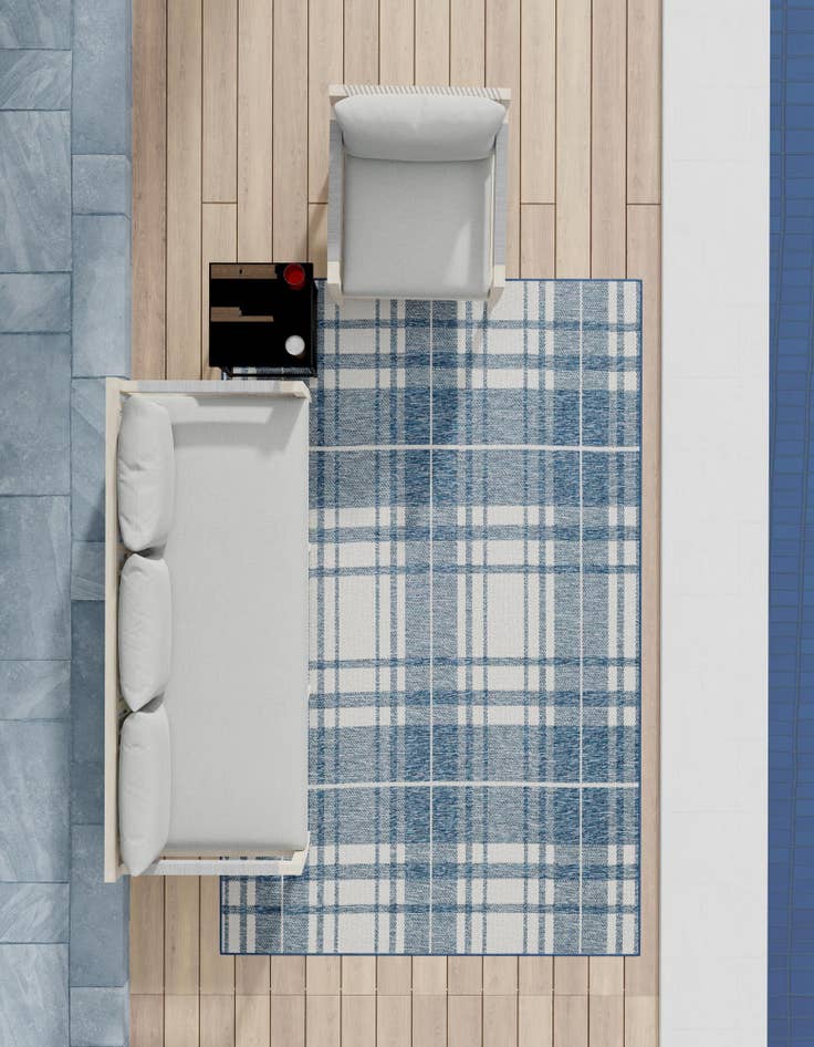 Detail image of  4' x 6'  Washable Checkered Indoor / Outdoor Rug