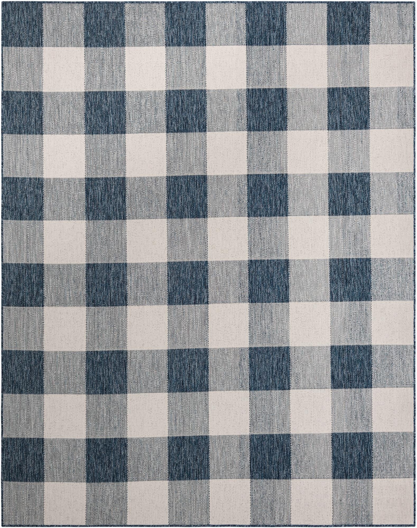  7' 10 x 10'  Washable Checkered Indoor / Outdoor Rug
