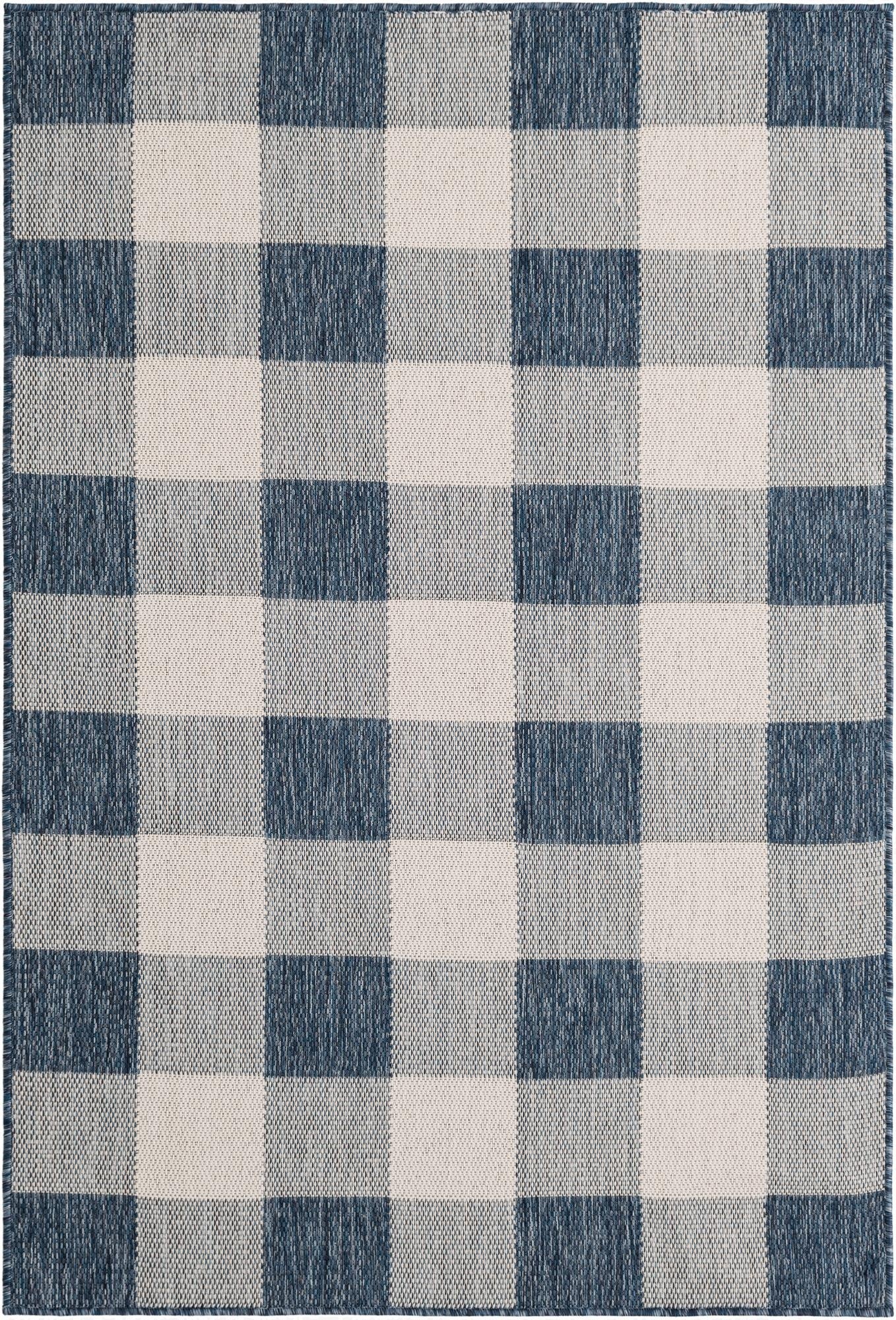  4' x 6'  Washable Checkered Indoor / Outdoor Rug