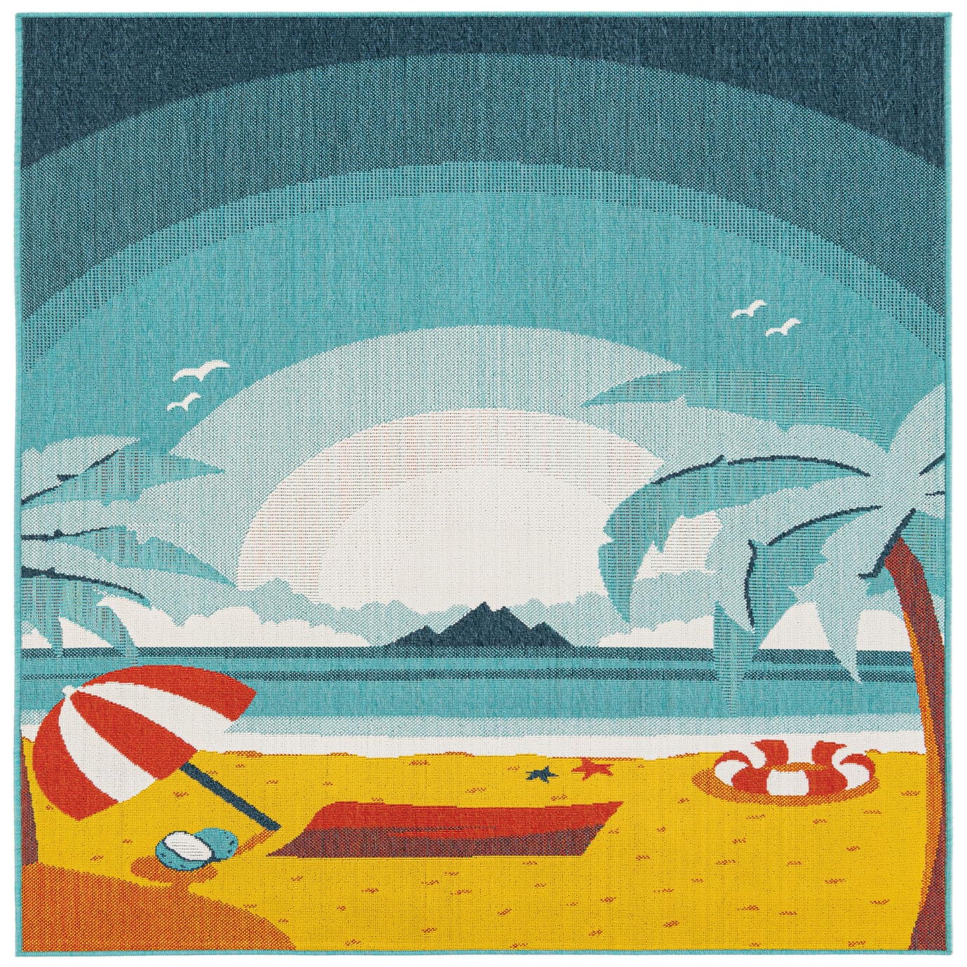 Blue 5' 3 x 7' 8 Coastal Indoor / Outdoor Rug | Rugs.com