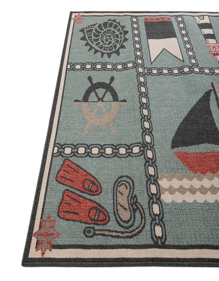 Detail image of  5' 3 x 7' 7  Washable Coastal Indoor / Outdoor Rug