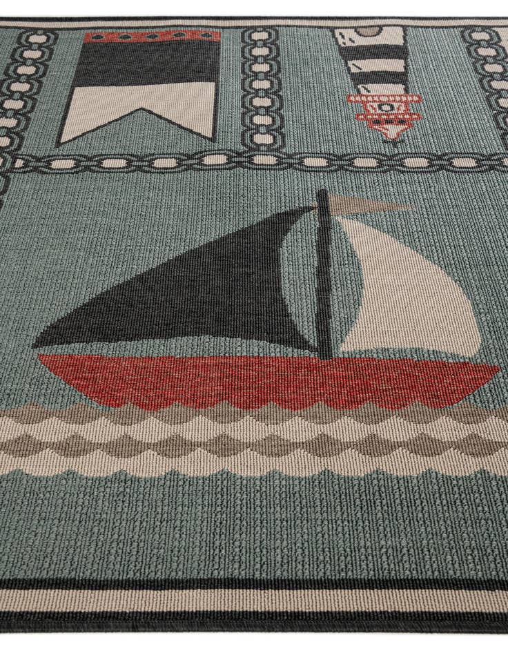 Detail image of  5' 3 x 7' 7  Washable Coastal Indoor / Outdoor Rug