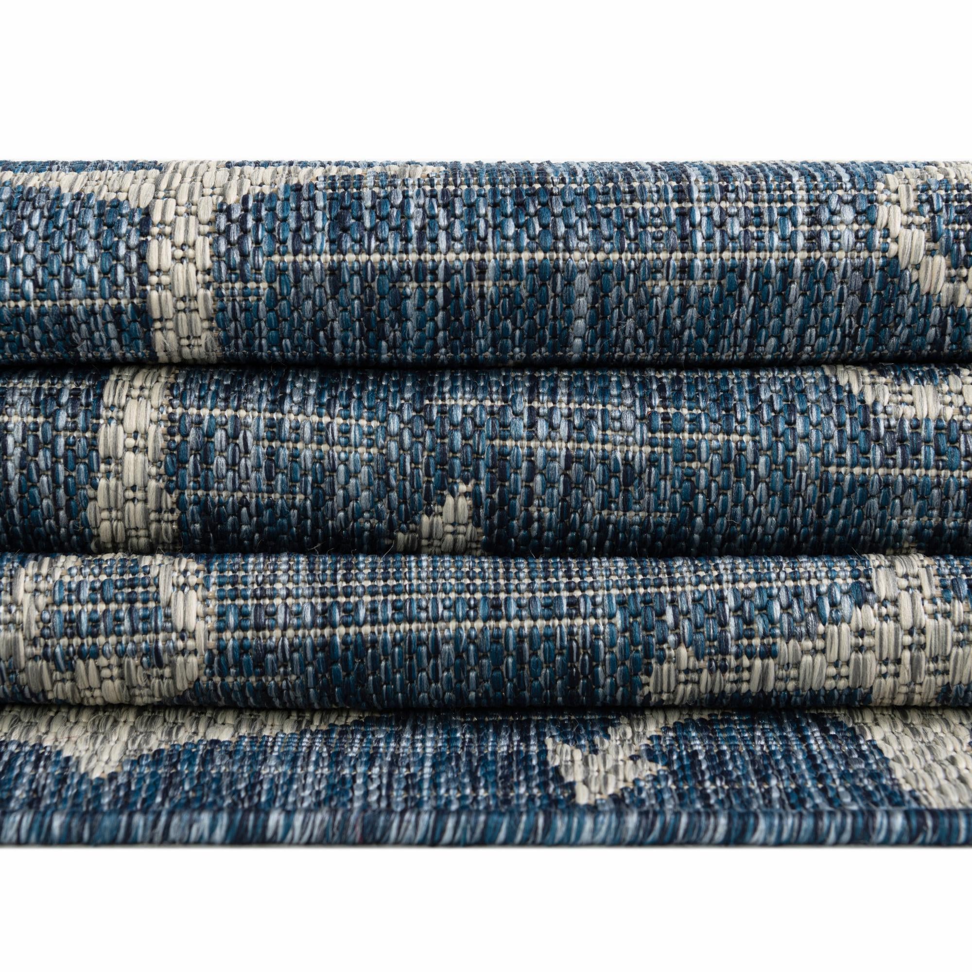 Outdoor Rug, Blue Floral, 6-ft x 9-ft. main image 0