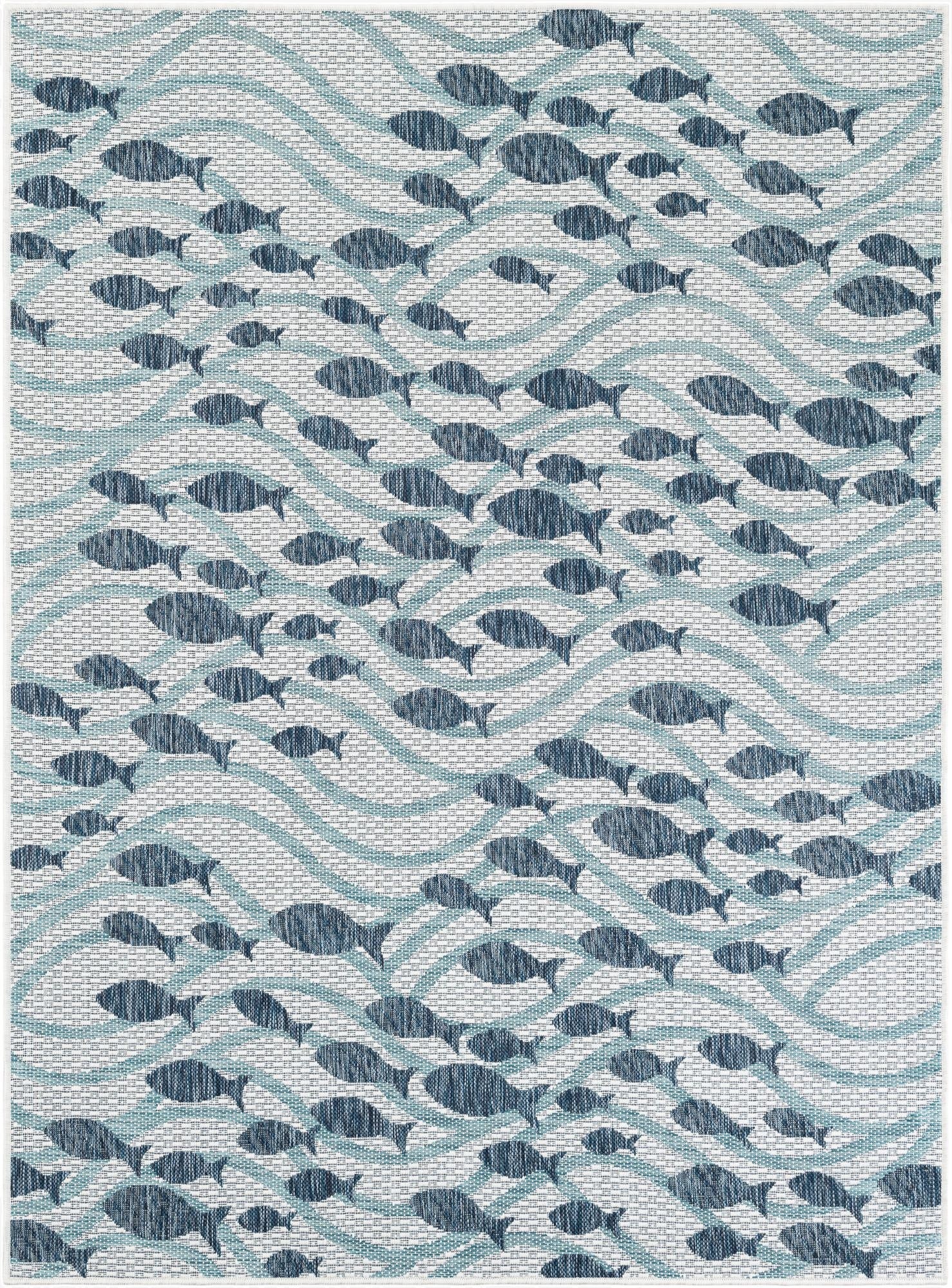  5' 3 x 7'  Washable Coastal Indoor / Outdoor Rug