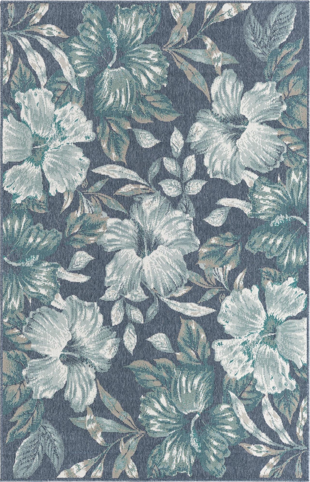  5' 3 x 8'  Washable Coastal Indoor / Outdoor Rug