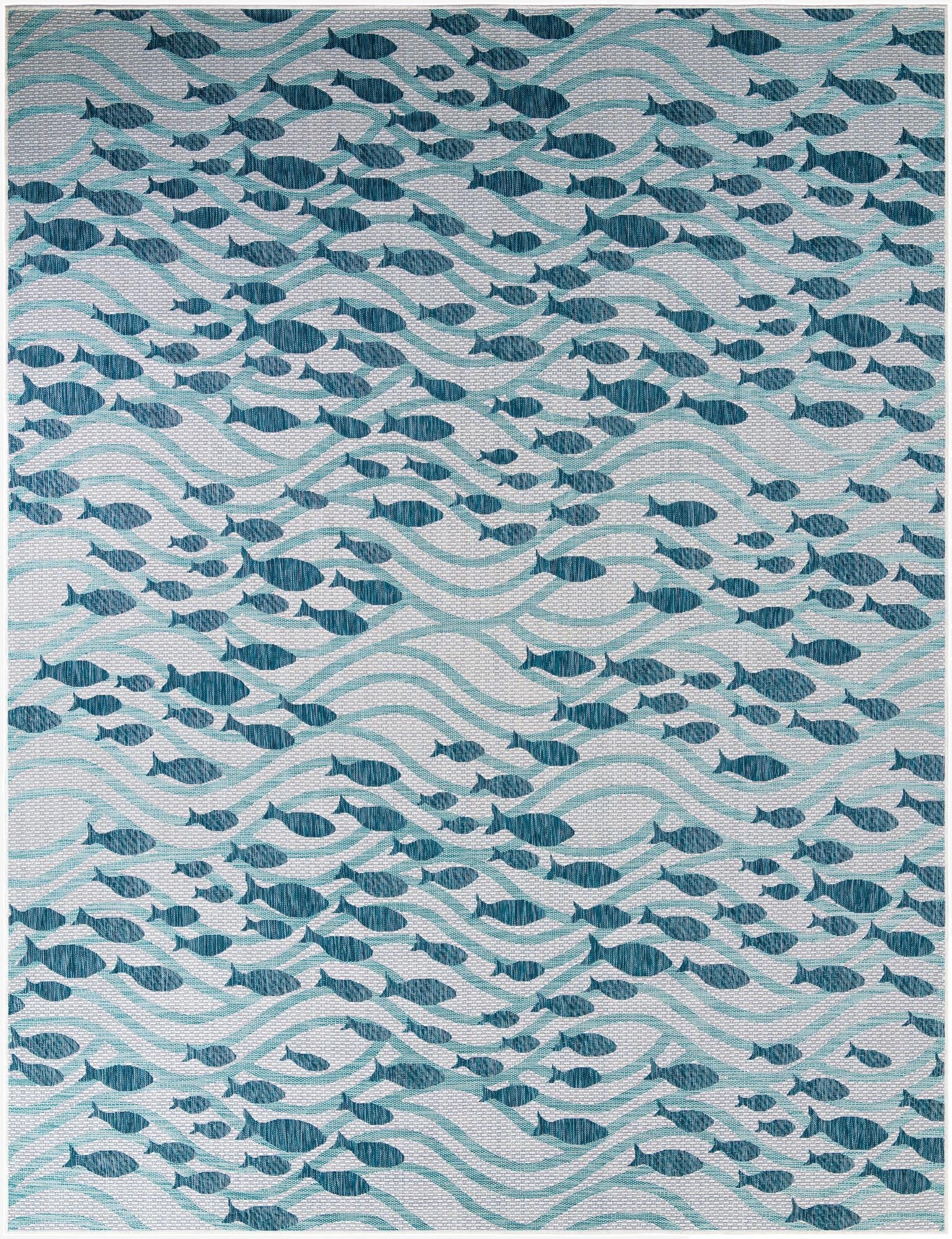  10' x 13'  Washable Coastal Indoor / Outdoor Rug