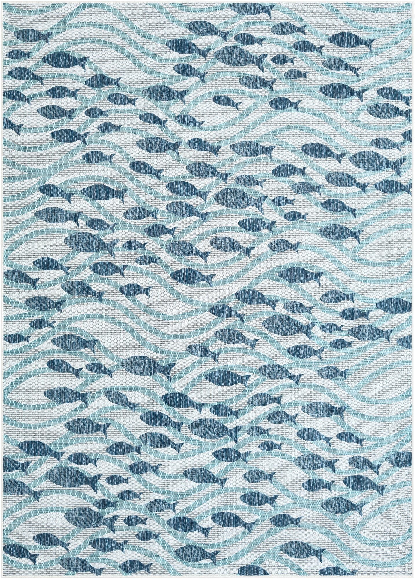  7' 1 x 10'  Washable Coastal Indoor / Outdoor Rug