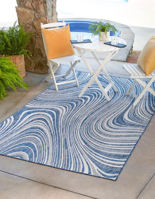 Teal 7' 10 x 11' Botanical Indoor / Outdoor Rug | Rugs.com