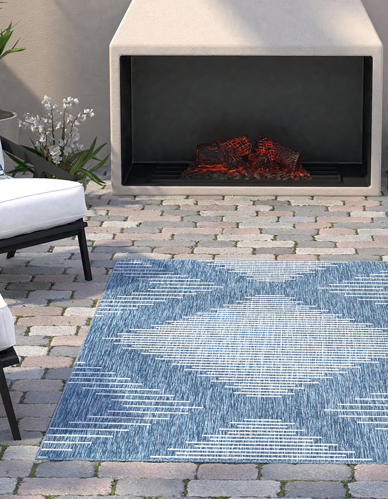 Blue 6' x 9' Modern Indoor / Outdoor Rug | Rugs.com