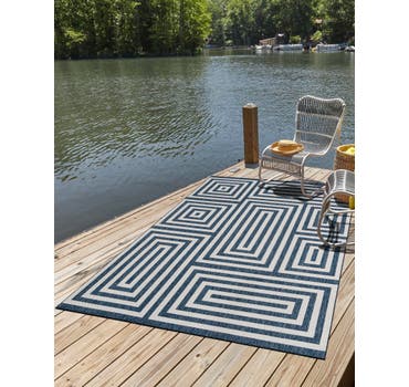 Blue 9' x 12' Modern Indoor / Outdoor Rug | Rugs.com