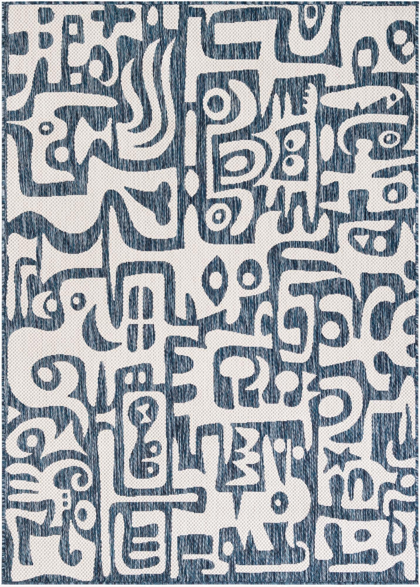  5' 3 x 7'  Washable Modern Indoor / Outdoor Rug