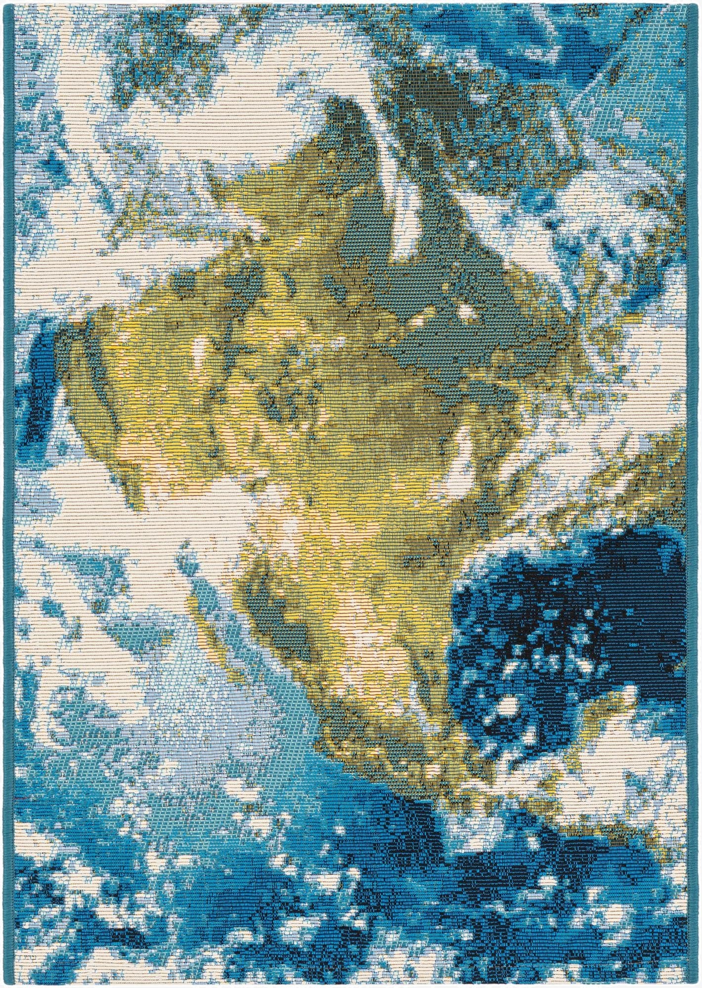  2' x 3' 1  Washable Modern Indoor / Outdoor Rug