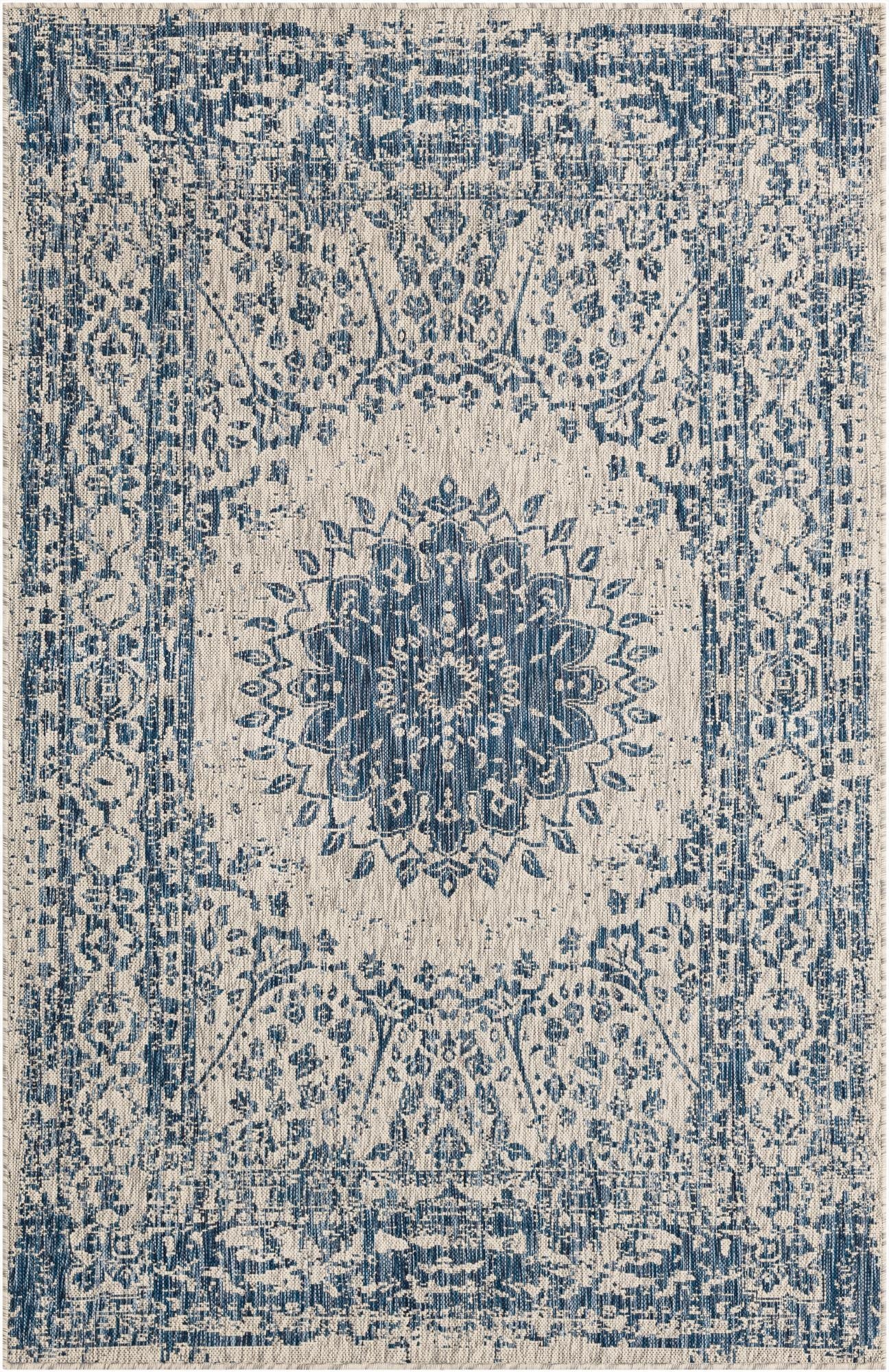  5' 3 x 8'  Washable Traditional Indoor / Outdoor Rug