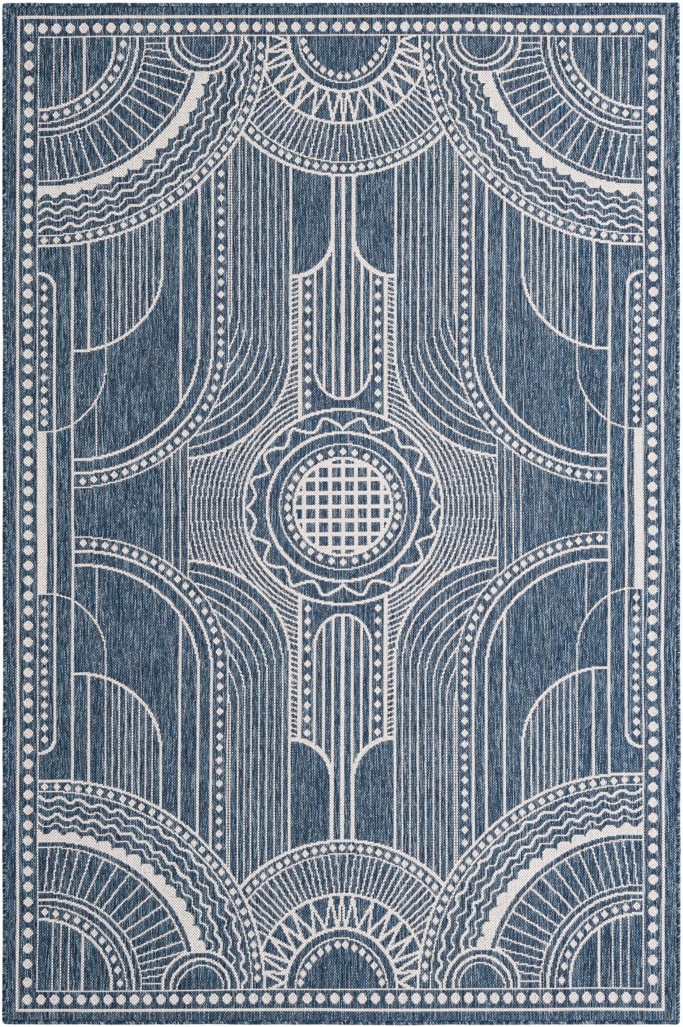  5' 3 x 8'  Washable Traditional Indoor / Outdoor Rug