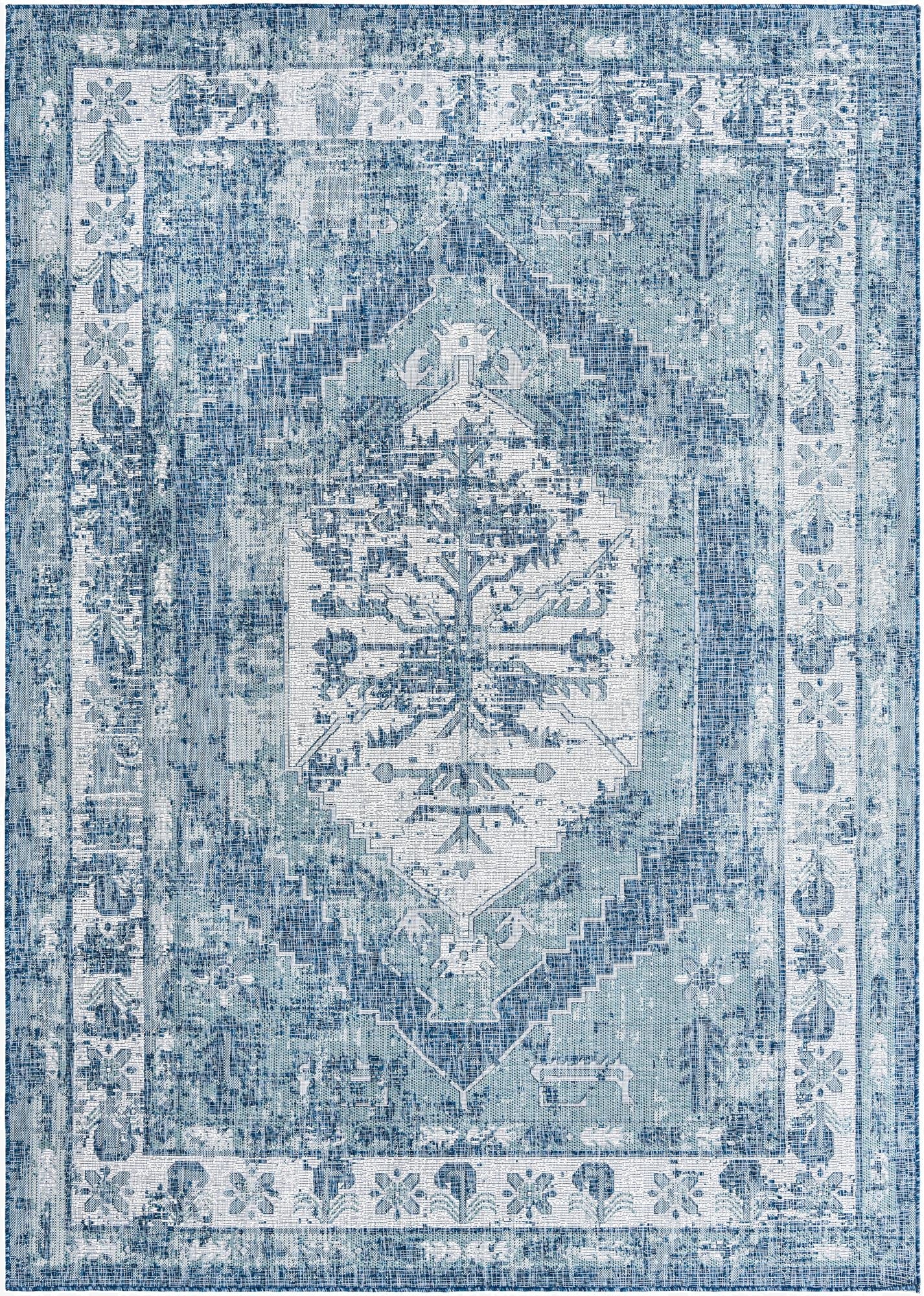  7' 10 x 11'  Washable Traditional Indoor / Outdoor Rug