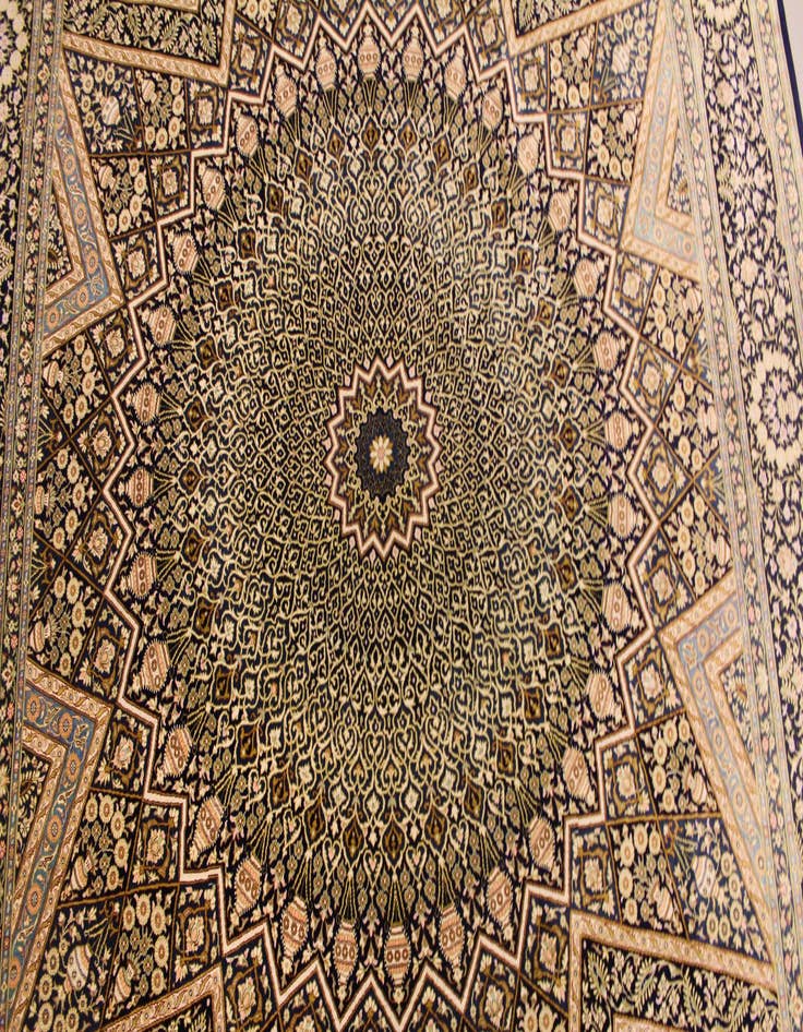 Detail image of  6' 7 x 10' 2  Hand Knotted Qom Persian Rug