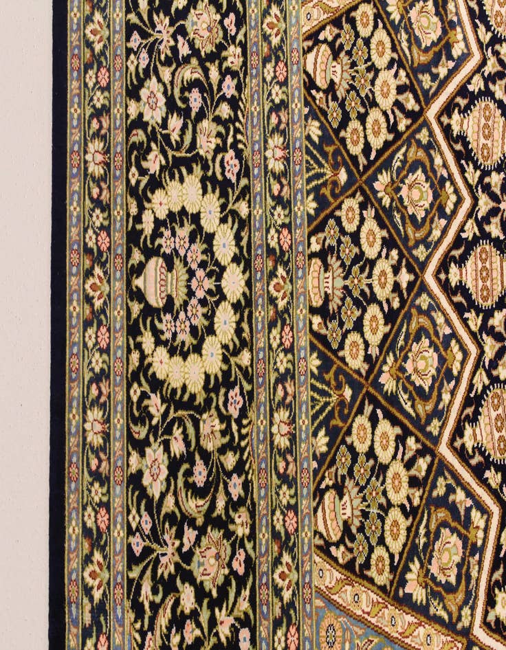 Detail image of  6' 7 x 10' 2  Hand Knotted Qom Persian Rug