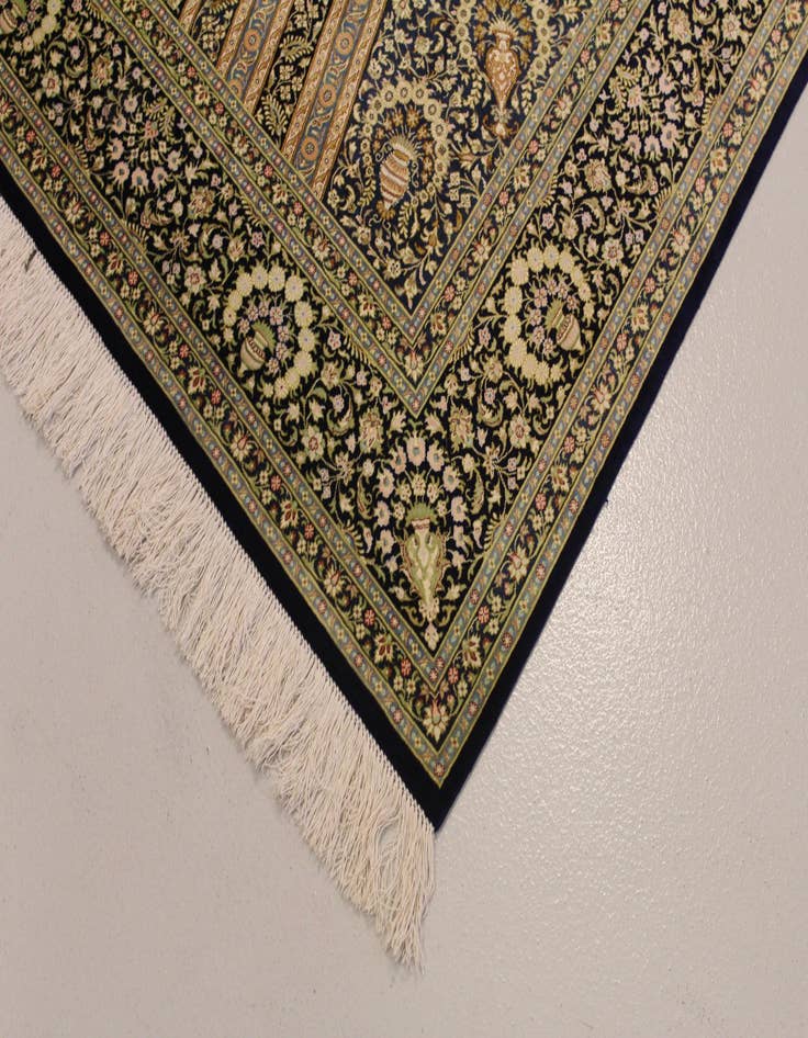 Detail image of  6' 7 x 10' 2  Hand Knotted Qom Persian Rug