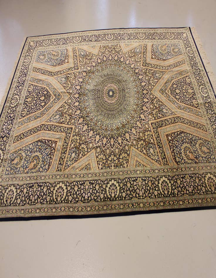 Detail image of  6' 7 x 10' 2  Hand Knotted Qom Persian Rug