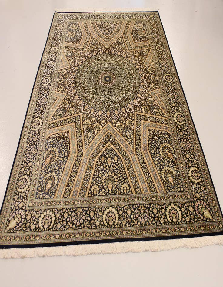 Detail image of  6' 7 x 10' 2  Hand Knotted Qom Persian Rug