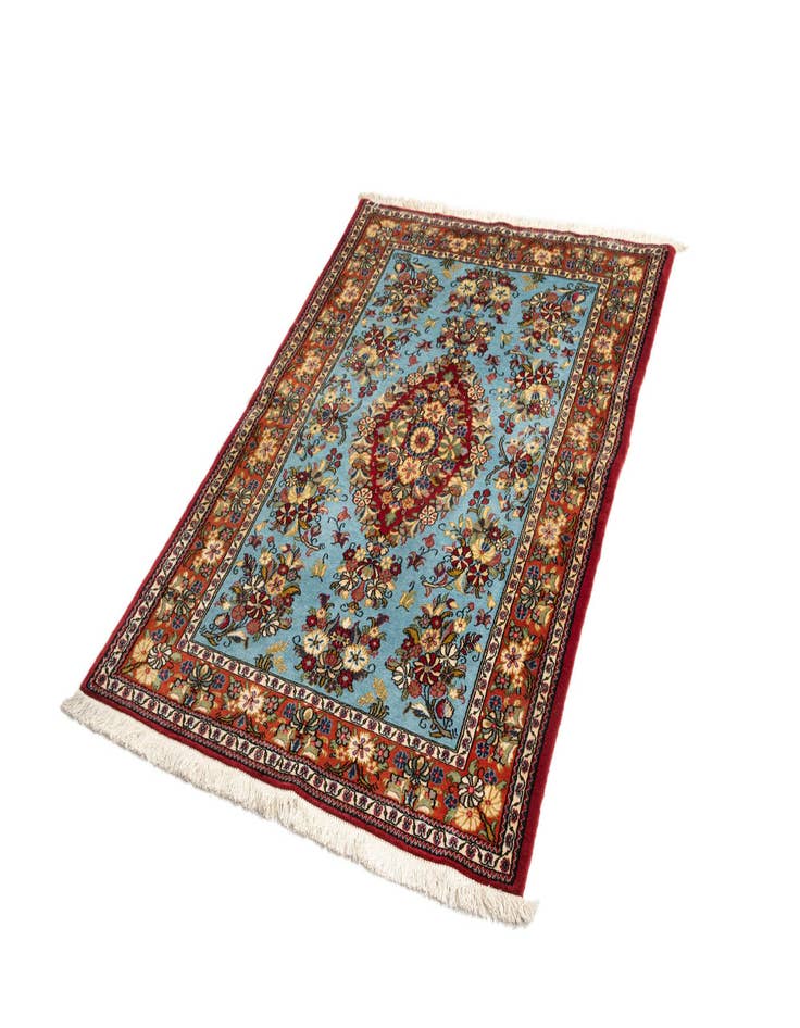 Detail image of  3' 6 x 4' 11  Hand Knotted Qom Persian Rug